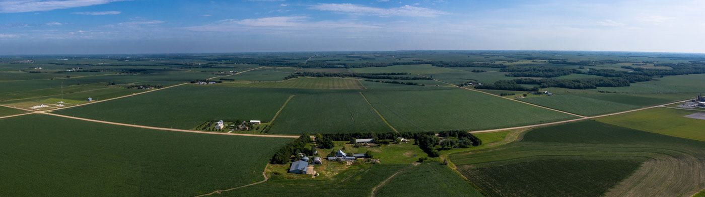 Ariel view of farm land available in Gage County, NE